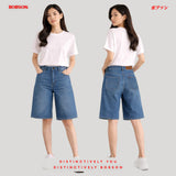 Bobson Japanese Ladies Basic Denim Bermuda Short 200127 (Medium Shade)