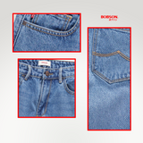 Bobson Japanese Ladies Basic Denim Pants Straight Fitting 205114 (Medium Shade)
