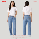 Bobson Japanese Ladies Basic Denim Pants Straight Fitting 205114 (Medium Shade)