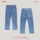 Bobson Japanese Ladies Basic Denim Pants Straight Fitting 205114 (Medium Shade)