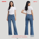 Bobson Japanese Ladies Basic Denim Pants Flared Fitting 201896 (Medium Shade)