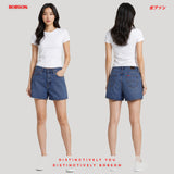 Bobson Japanese Ladies Basic Denim Mom Short 200602 (Medium Shade)