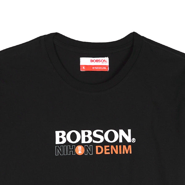 Bobson Japanese Men's Basic Round Neck Tees for Men with Back Print Trendy Fashion High Quality Apparel Comfortable Casual Top for Men Comfort Fit 151242-U (Black)
