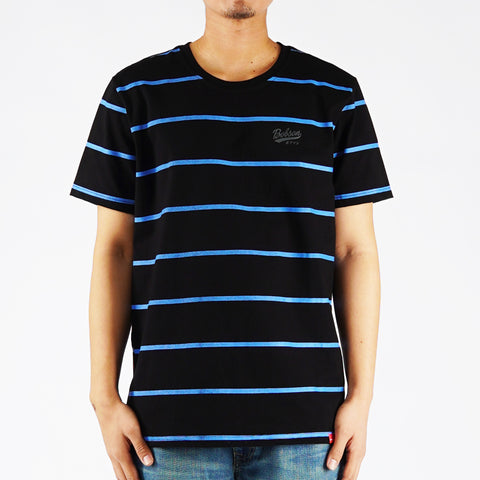 Bobson Japanese Men's Basic Striped Tees for Men Trendy Fashion High Quality Apparel Comfortable Casual Top for Men Slim Fit 142885-U (Black)