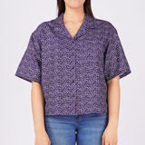 Bobson Japanese Ladies Basic Woven Shirt Relaxed Fit 154852 (Navy)
