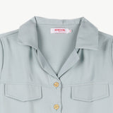 Bobson Japanese Ladies Basic Button Down Woven Shirt Boxy Fit 158282 (Light Green)