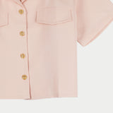 Bobson Japanese Ladies Basic Button Down Woven Shirt Boxy Fit 158282 (Coral)