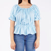 Bobson Japanese Ladies Basic Woven Shirt Crop Fit 157004 (Light Blue)