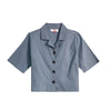 Bobson Japanese Ladies Basic Woven Shirt Crop Fit 156008 (Chambray Blue)