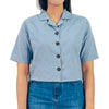 Bobson Japanese Ladies Basic Woven Shirt Crop Fit 156008 (Chambray Blue)