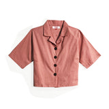 Bobson Japanese Ladies Basic Woven Shirt Crop Fit 156008 (Coral)