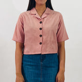 Bobson Japanese Ladies Basic Woven Shirt Crop Fit 156008 (Coral)