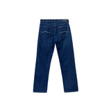 Bobson Japanese Ladies Basic Denim Pants Slim Straight Pants 174874 (Dark Shade)