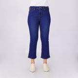 Bobson Japanese Ladies Basic Denim Pants Flared Jeans Mid Waist 173479 (Medium Shade)