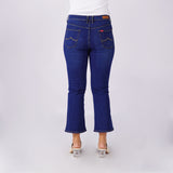 Bobson Japanese Ladies Basic Denim Pants Flared Jeans Mid Waist 173479 (Medium Shade)