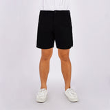 Bobson Japanese Men's Basic Non-Denim Tapered Short Mid Waist 176741 (Black)