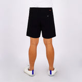 Bobson Japanese Men's Basic Non-Denim Tapered Short Mid Waist 176741 (Black)
