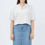 Bobson Japanese Ladies Basic Woven Shirt Boxy Fit 154969 (White)