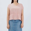 Bobson Japanese Ladies Basic Woven Shirt Boxy Fit 155270 (Peach)