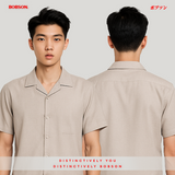 Bobson Japanese Men's Basic Woven Shirt Boxy Fit 187100 (Beige)