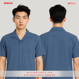 Bobson Japanese Men's Basic Woven Shirt Boxy Fit 187100 (Blue)