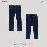 Bobson Japanese Men's Basic Denim Pants Super Skinny Mid Waist 186140 (Medium Shade)
