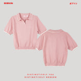 Bobson Japanese Ladies Basic Collared Shirt Boxy Fit 189459 (Pink)