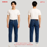 Bobson Japanese Men's Basic Denim Pants Loose Fitting Mid Waist 188317 (Medium Shade)