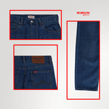 Bobson Japanese Men's Basic Denim Pants Loose Fitting Mid Waist 188317 (Medium Shade)