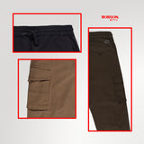 Bobson Japanese Men's Basic Non-Denim Cargo Pants Mid Waist 191431 (Fatigue)