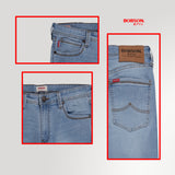 Bobson Japanese Men's Basic Denim Pants Super Skinny Mid Waist 184924 (Light Shade)