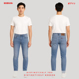 Bobson Japanese Men's Basic Denim Pants Super Skinny Mid Waist 184924 (Light Shade)