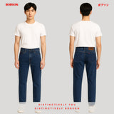 Bobson Japanese Men's Basic Denim Pants Relaxed Fitting Mid Waist 189698 (Medium Shade)