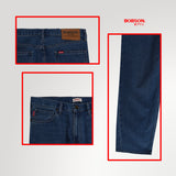 Bobson Japanese Men's Basic Denim Pants Relaxed Fitting Mid Waist 189698 (Medium Shade)