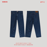 Bobson Japanese Men's Basic Denim Pants Relaxed Fitting Mid Waist 189698 (Medium Shade)
