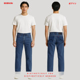 Bobson Japanese Men's Basic Denim Pants Relaxed Fitting Mid Waist 188620 (Medium Shade)