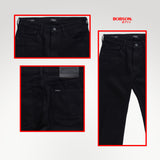 Bobson Japanese Men's Basic Denim Pants Slim Straight Mid Waist 189437 (Black)