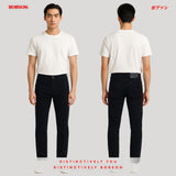 Bobson Japanese Men's Basic Denim Pants Slim Straight Mid Waist 189437 (Black)