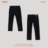 Bobson Japanese Men's Basic Denim Pants Slim Straight Mid Waist 189437 (Black)
