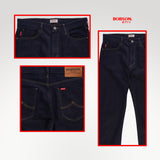 Bobson Japanese Men's Basic Denim Pants Loose Fitting Mid Waist 190147 (Dark Shade)