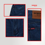 Bobson Japanese Men's Basic Denim Pants Loose Fitting Mid Waist 188307 (Medium Shade)