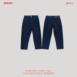 Bobson Japanese Men's Basic Denim Pants Loose Fitting Mid Waist 188307 (Medium Shade)