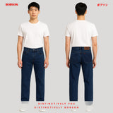 Bobson Japanese Men's Basic Denim Pants Loose Fitting Mid Waist 188307 (Medium Shade)