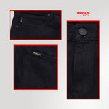 Bobson Japanese Men's Basic Denim Pants Classic Fitting Mid Waist 189398 (Black)