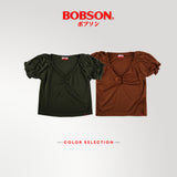 Bobson Japanese Ladies Basic Tees Boxy Fit 158131-U (Brown)