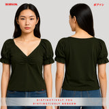 Bobson Japanese Ladies Basic Tees Boxy Fit 158131-U (Green)