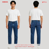 Bobson Japanese Men's Basic Denim Pants Slim Straight Mid Waist 189736-U (Medium Shade)
