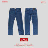 Bobson Japanese Men's Basic Denim Pants Slim Straight Mid Waist 189736-U (Medium Shade)