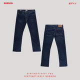Bobson Japanese Men's Basic Denim Pants Slim Straight Mid Waist 186960 (Dark Shade)
