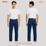 Bobson Japanese Men's Basic Denim Pants Slim Straight Mid Waist 189994-U (Medium Shade)